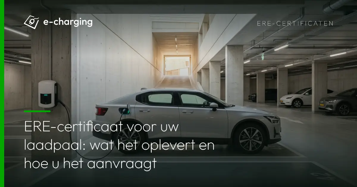 Elektrische laadpaal in parkeergarage van vastgoedcomplex voor ERE-certificaat aanvraag