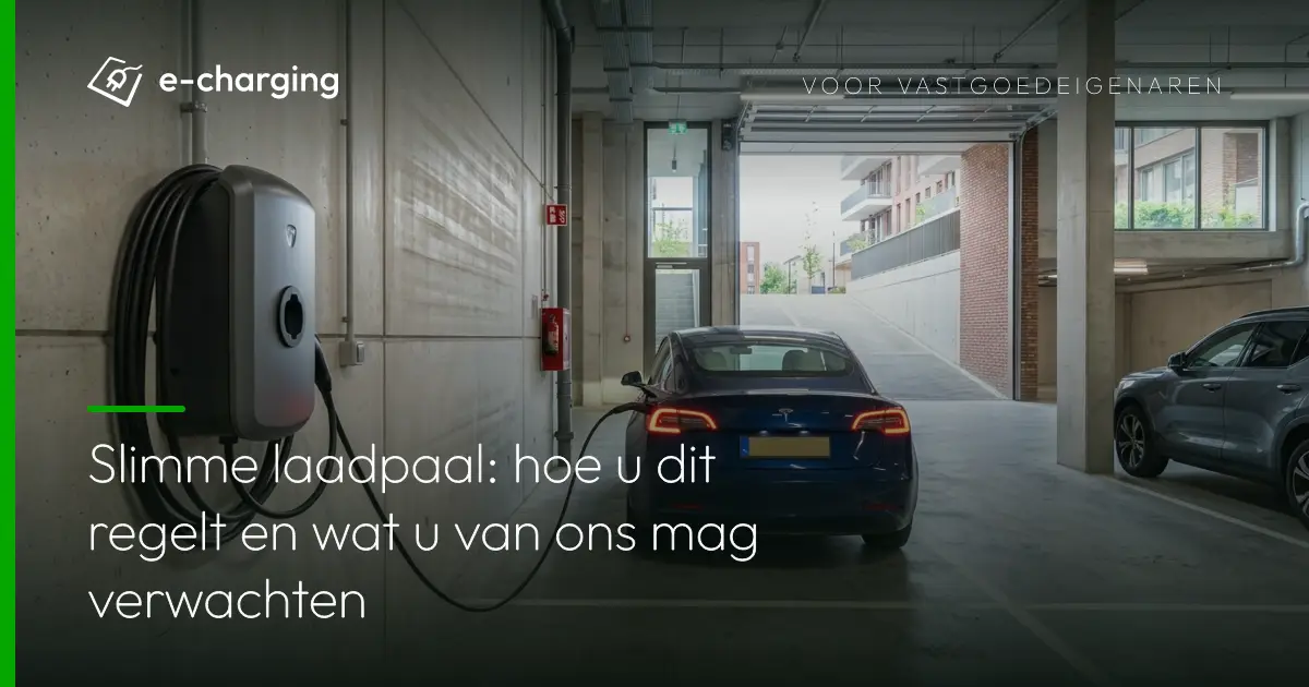 Slimme laadpaal voor elektrische auto in parkeergarage van vastgoedcomplex