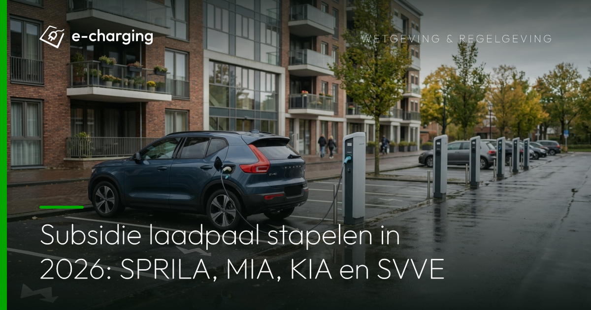 Laadpalen op parkeerterrein bij appartementengebouw voor subsidie laadpaal stapelen in 2026
