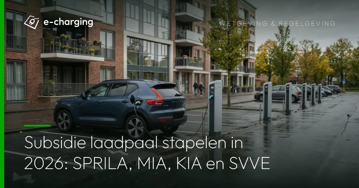 Laadpalen op parkeerterrein bij appartementengebouw voor subsidie laadpaal stapelen in 2026