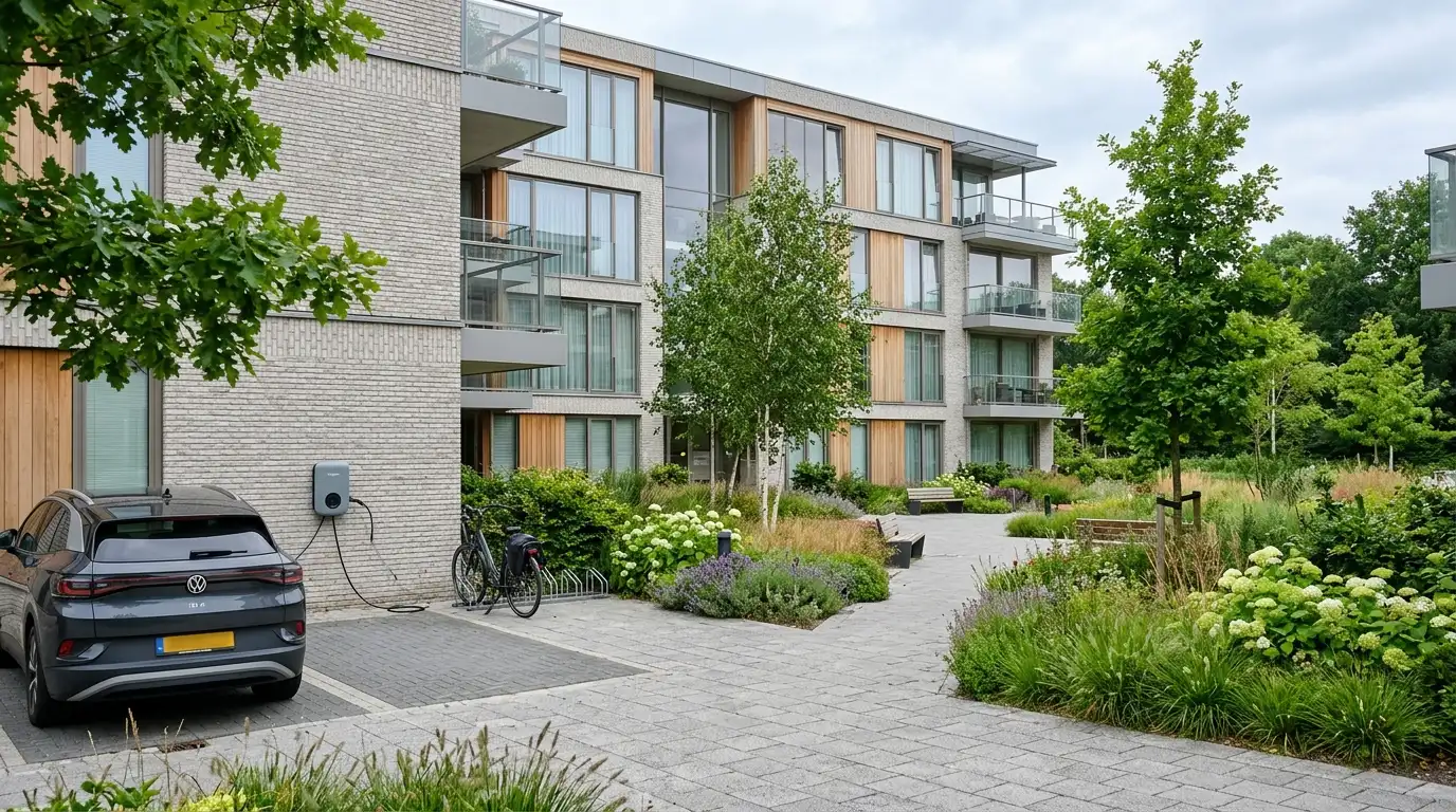Elektrische laadpaal bij appartementencomplex van een VvE, relevant voor ERE-certificaten VvE